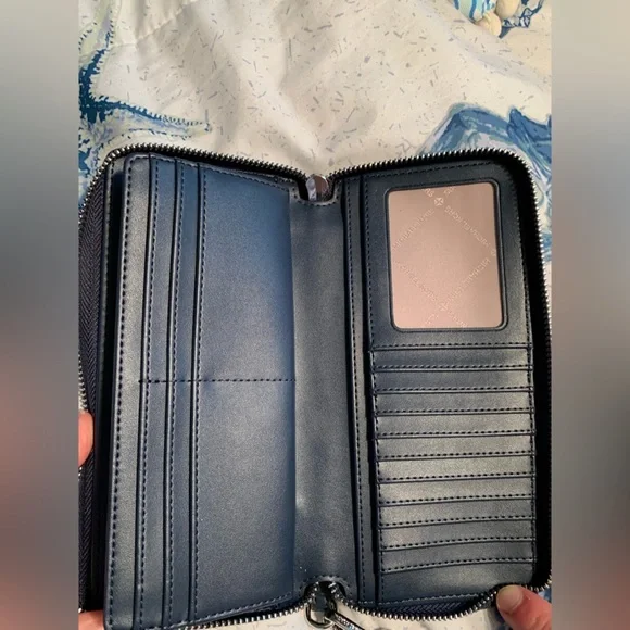 Michael Kors Large Continental Travel Wallet Blue With Silver Hardware New - Picture 5 of 7